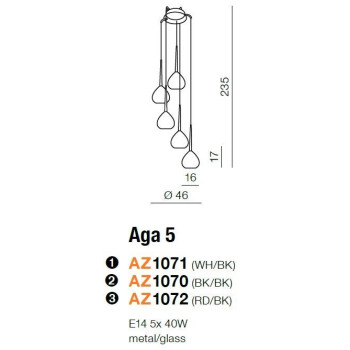 Lampa wisząca nowoczesna AGA 5 czarna AZ1070 - Azzardo