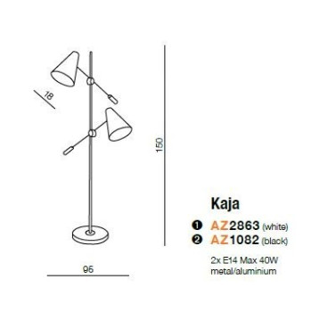 Lampa podłogowa KAJA czarna AZ1082 - Azzardo