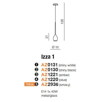 Lampa wisząca nowoczesna IZZA 1 czarna AZ1220 - Azzardo