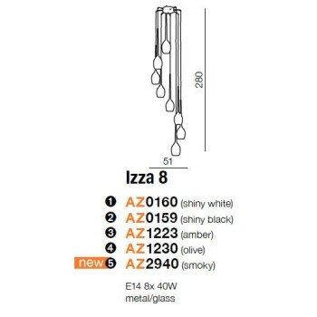 Lampa wisząca nowoczesna IZZA 8 czarna AZ1230 - Azzardo