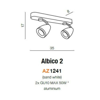 Kinkiet nowoczesny ALBICO 2 biały AZ1241 - Azzardo