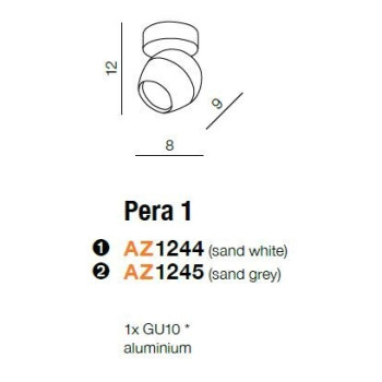 Oprawa sufitowa PERA 1 szara AZ1245 - Azzardo