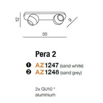 Oprawa sufitowa PERA 2 szara AZ1248 - Azzardo