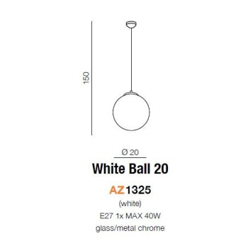 Lampa wisząca nowoczesna WHITE BALL 20 biała AZ1325 - Azzardo