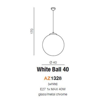 Lampa wisząca nowoczesna WHITE BALL 40 biała AZ1328 - Azzardo