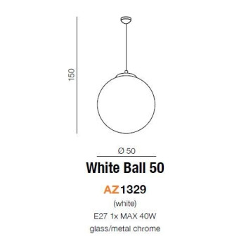 Lampa wisząca nowoczesna WHITE BALL 50 biała AZ1329 - Azzardo