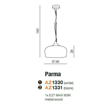 Lampa wisząca nowoczesna PARMA biała AZ1330 - Azzardo