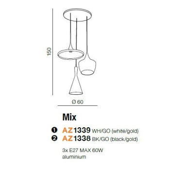 Lampa loft wisząca MIX czarna AZ1338 - Azzardo