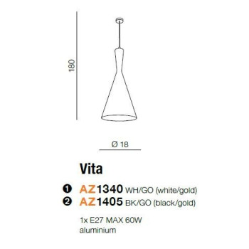 Lampa loft VITA biała AZ1340 - Azzardo