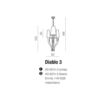Lampa designerska wisząca DIABLO 3 czarna AZ1345 - Azzardo