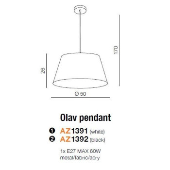 Lampa wisząca abażur OLAV biała AZ1391 - Azzardo