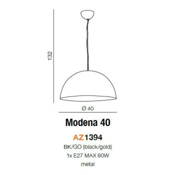 Lampa wisząca nowoczesna MODENA 40 czarna AZ1394 - Azzardo