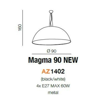 Lampa wisząca nowoczesna MAGMA 90 czarna AZ1402 - Azzardo