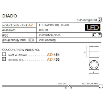 Oprawa sufitowa DIADO biała AZ1454 - Azzardo