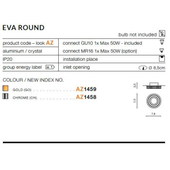 Oprawa wpuszczana okrągła EVA R chrom AZ1458 - Azzardo
