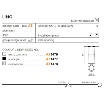 Oprawa sufitowa LINO czarna AZ1477 - Azzardo