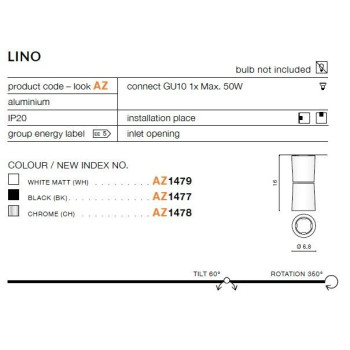 Oprawa sufitowa LINO chrom AZ1478 - Azzardo
