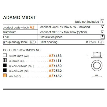 Oprawa wpuszczana okrągła ADAMO MIDST czarna AZ1480 - Azzardo