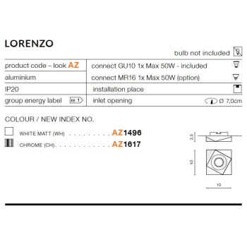 Oprawa do wbudowania LORENZO biała AZ1496 - Azzardo