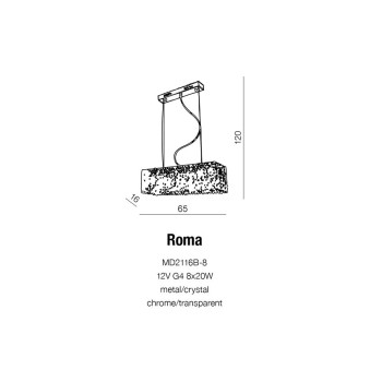 Lampa kryształowa wisząca ROMA chrom AZ1510 - Azzardo