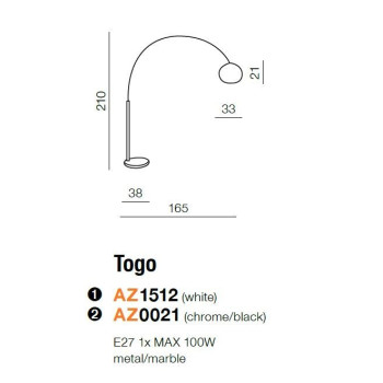 Lampa podłogowa TOGO AZ1512 - Azzardo