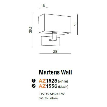 Kinkiet nowoczesny MARTENS WALL biały AZ1525 - Azzardo
