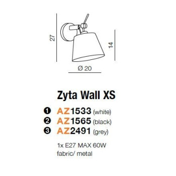 Kinkiet nowoczesny ZYTA WALL XS czarny AZ1565 - Azzardo