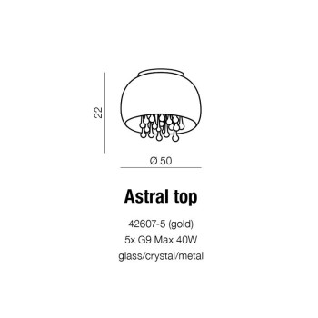 Plafon kryształowy / Lampa kryształowa wisząca ASTRAL złoty AZ1647 - Azzardo