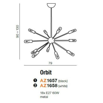 Lampa wisząca nowoczesna ORBIT czarna AZ1657 - Azzardo
