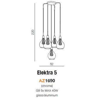 Lampa wisząca nowoczesna szklana ELEKTRA 5 chrom AZ1690 - Azzardo