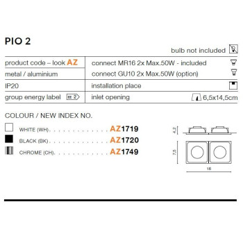 Oprawa do wbudowania PIO 2 biała AZ1719 - Azzardo