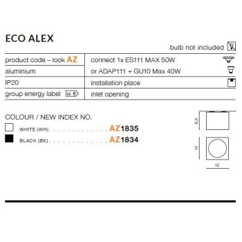 Oprawa sufitowa ALEX ECO czarna AZ1834 - Azzardo