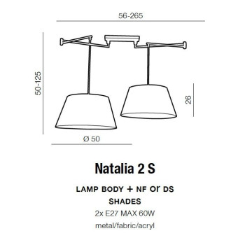 Lampa wisząca abażur NATALIA 2S AZ1923 - Azzardo