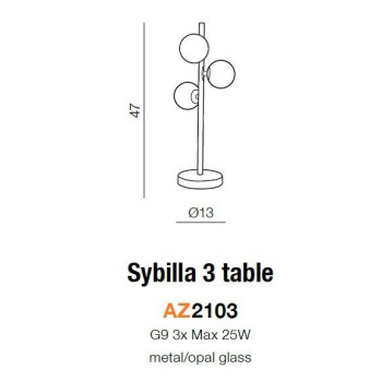 Lampa stołowa SYBILLA 3 biała AZ2103 - Azzardo