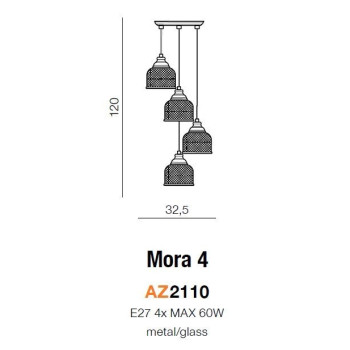 Lampa loft wisząca MORA 4 chrom AZ2110 - Azzardo