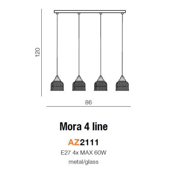 Lampa loft wisząca MORA 4 chrom AZ2111 - Azzardo