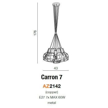 Lampa loft wisząca CARRON 7 miedziana AZ2142 - Azzardo