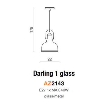 Lampa loft wisząca DARLING GLASS 1 biała AZ2143 - Azzardo