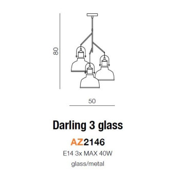 Lampa loft wisząca DARLING GLASS 3 biała AZ2146 - Azzardo
