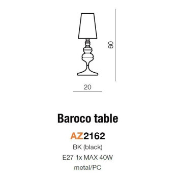 Lampa stołowa BAROCO czarna AZ2162 - Azzardo