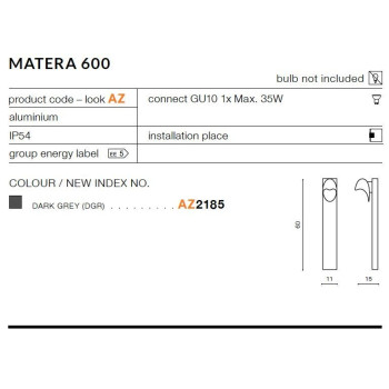 Lampa stojąca MATERA 600 grafitowa AZ2185 - Azzardo