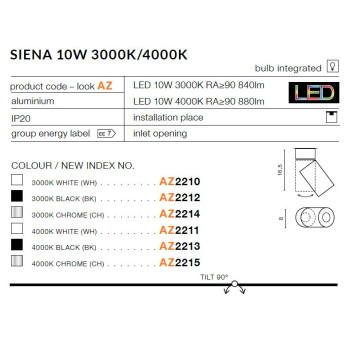 Oprawa sufitowa SIENA chrom AZ2214 - Azzardo