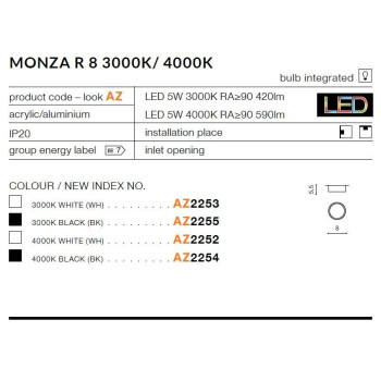 Plafon MONZA R 8 biały AZ2253 - Azzardo