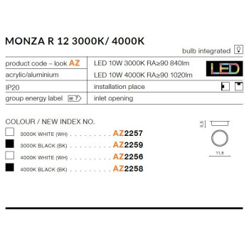 Plafon MONZA R 12 biały AZ2257 - Azzardo