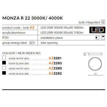 Plafon nowoczesny MONZA R 22 biały AZ2260 - Azzardo