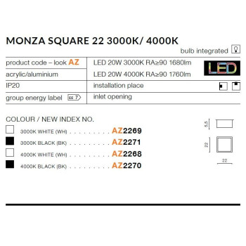 Plafon nowoczesny MONZA S 22 biały AZ2268 - Azzardo