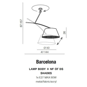 Lampa wisząca abażur BARCELONA chrom AZ2288 - Azzardo