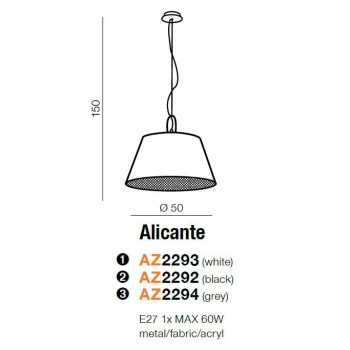 Lampa wisząca abażur ALICANTE czarna AZ2292 - Azzardo