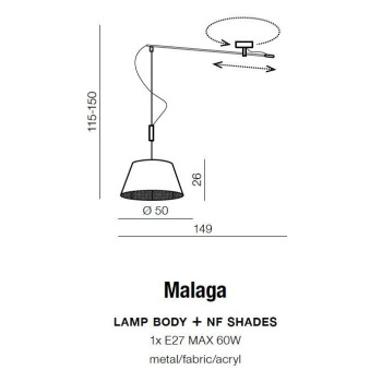 Lampa wisząca abażur MALAGA AZ2313 - Azzardo