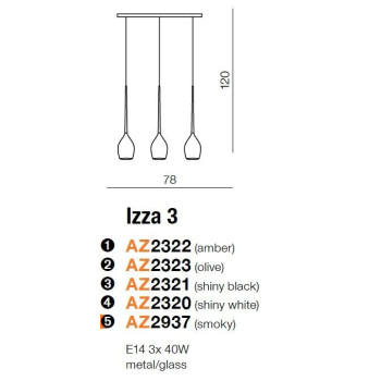 Lampa nad stół wisząca nowoczesna IZZA 3 biała AZ2320 - Azzardo